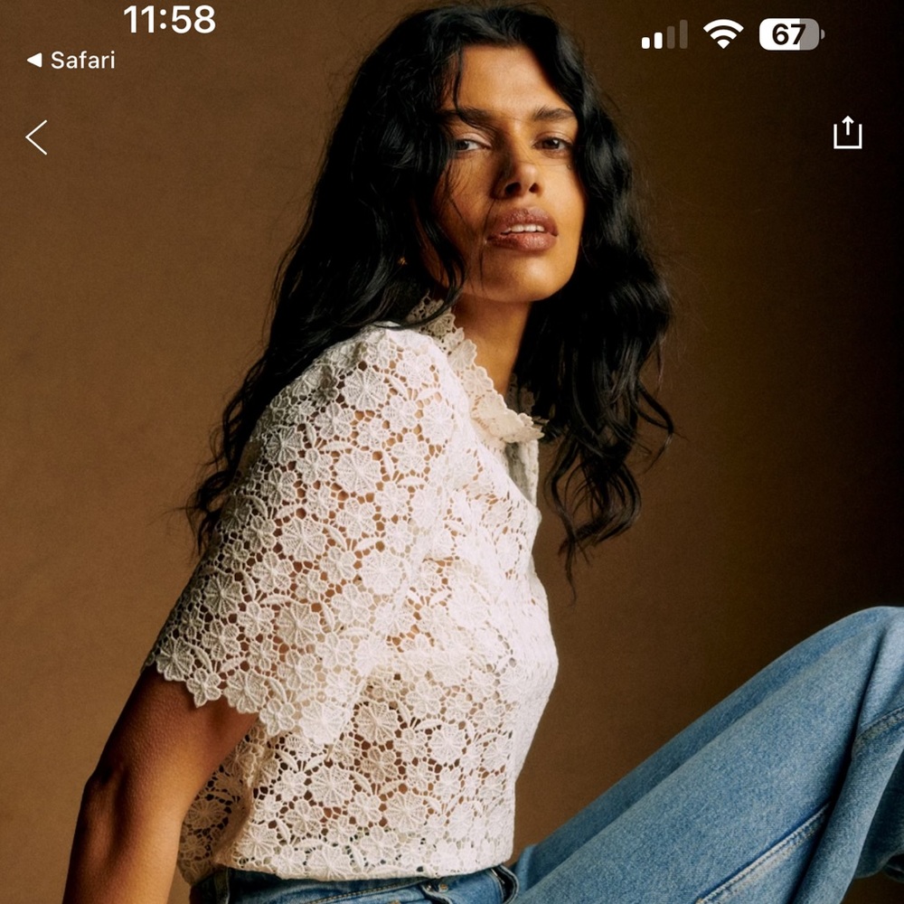 Brand New Sezane Lace White Top